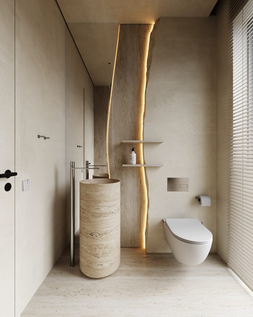 architectural statement in bathroom