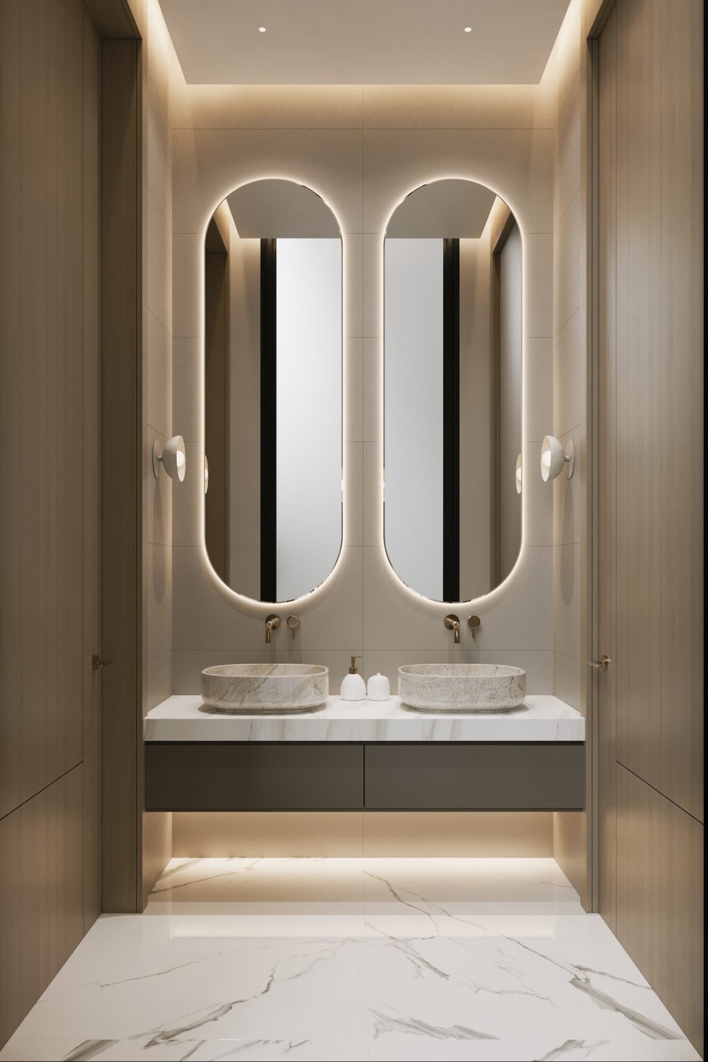 bathroom with double vanity