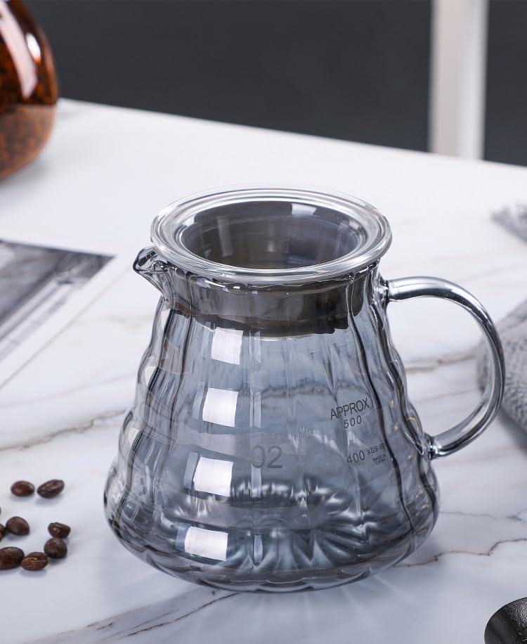 Smokey glass carafe for pour over coffeemaker