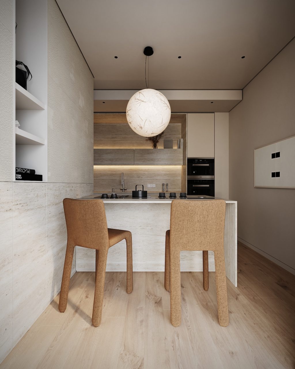 beige kitchen with island