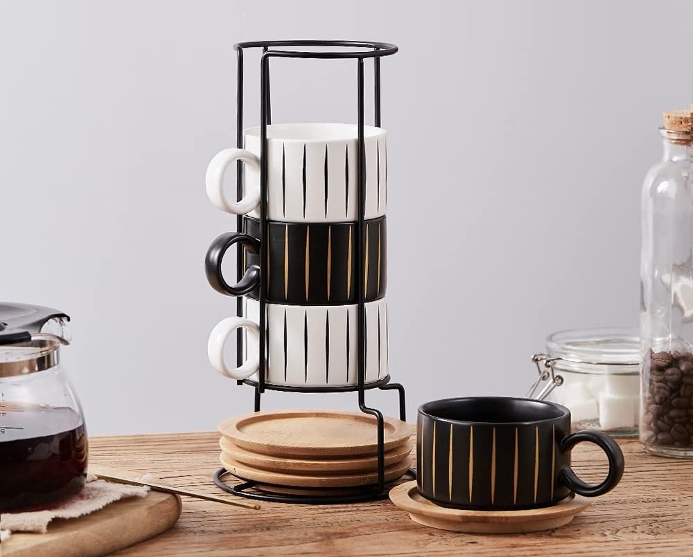 A stackable modern cappuccino cup set