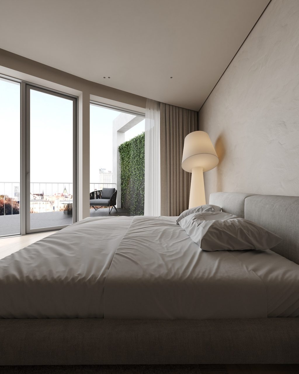 minimalist bedroom with outdoor view