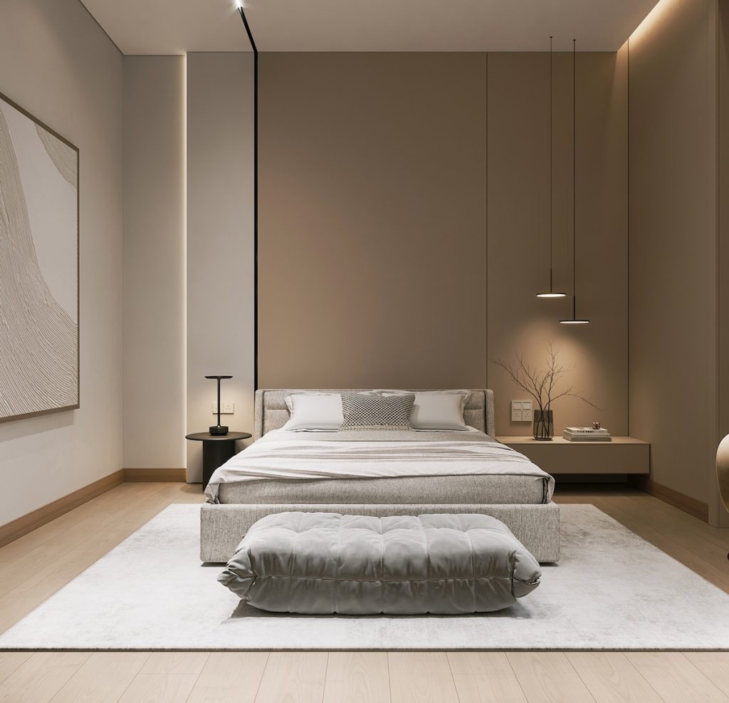 modern beige bedroom