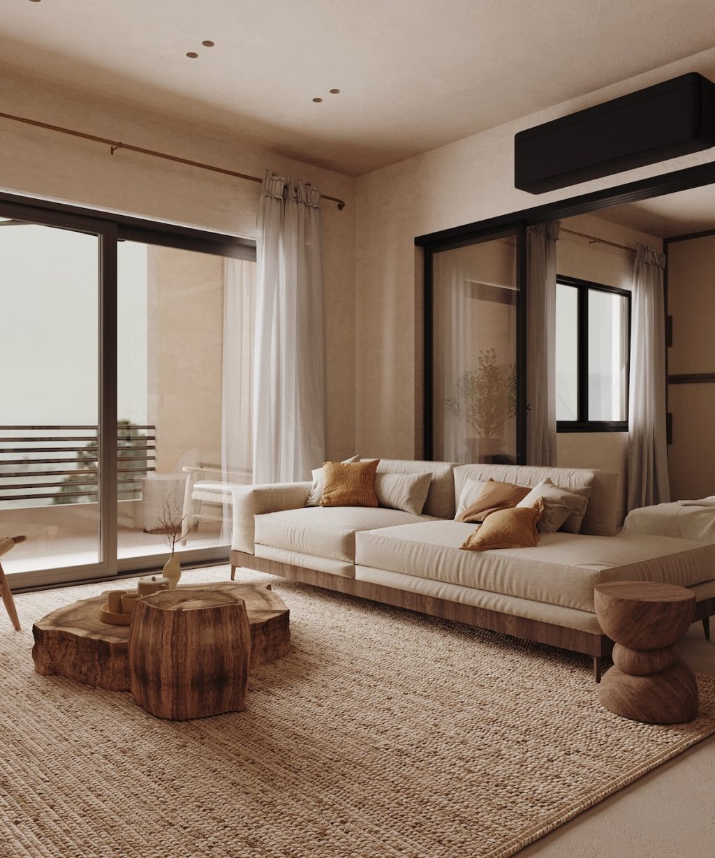 Rustic Mediterranean Elegance: Modern Egyptian Apartment Design with Natural Textures and Earthy Tones