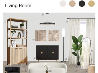 Modern Minimalist Living Room: Board with Shopping List