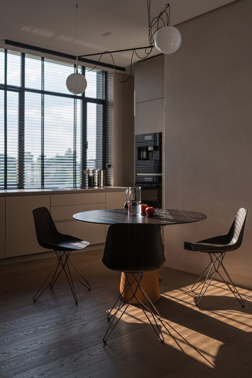 cozy dining area with wooden table