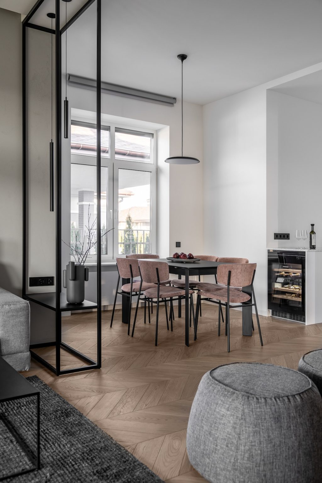 dining table nook in white interior