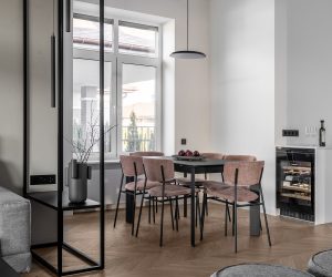 dining table nook in white interior