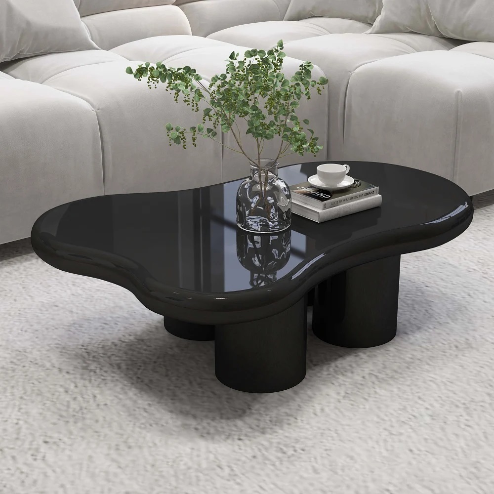 Glossy black curvy coffee table