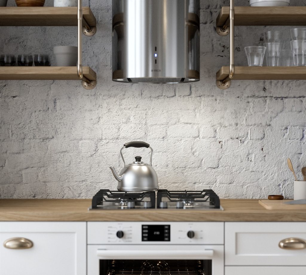 industrial style kitchen with stove top