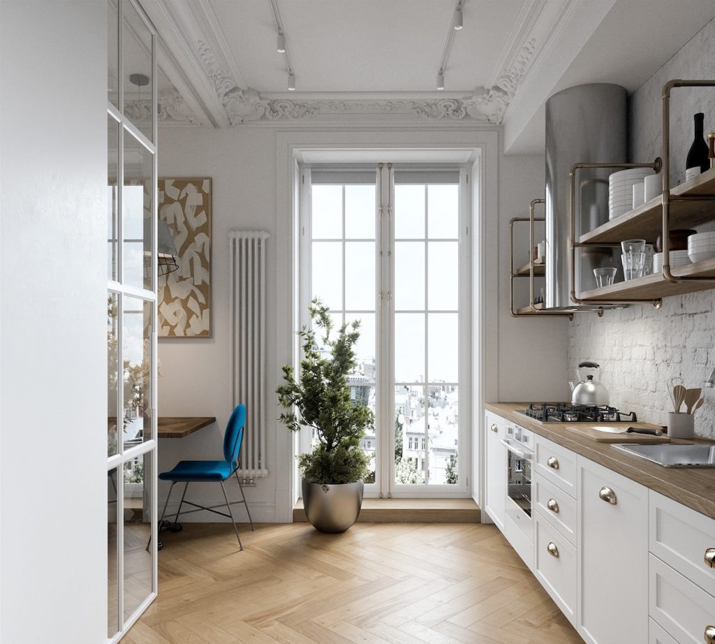 kitchen with outdoor view