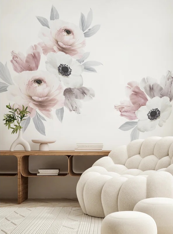 Oversized floral wall decal