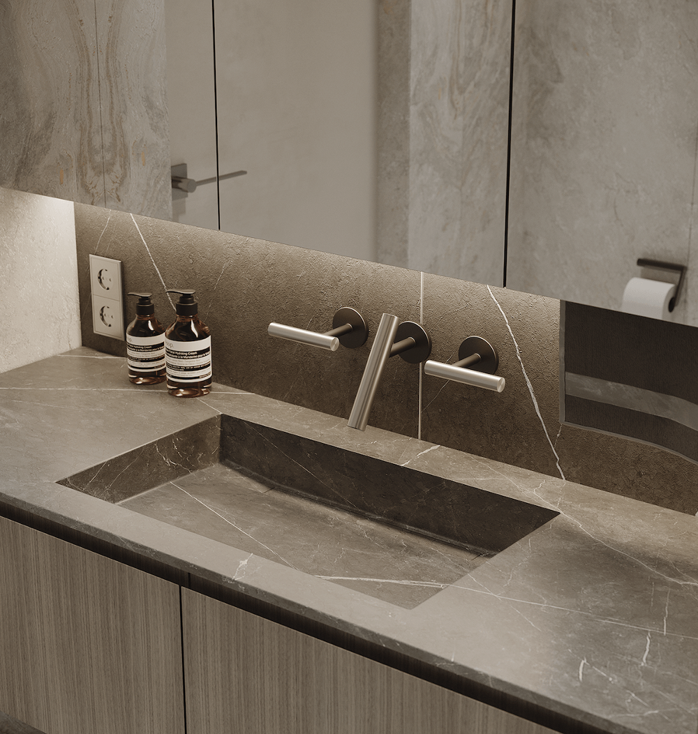 sleek faucet and bathroom sink