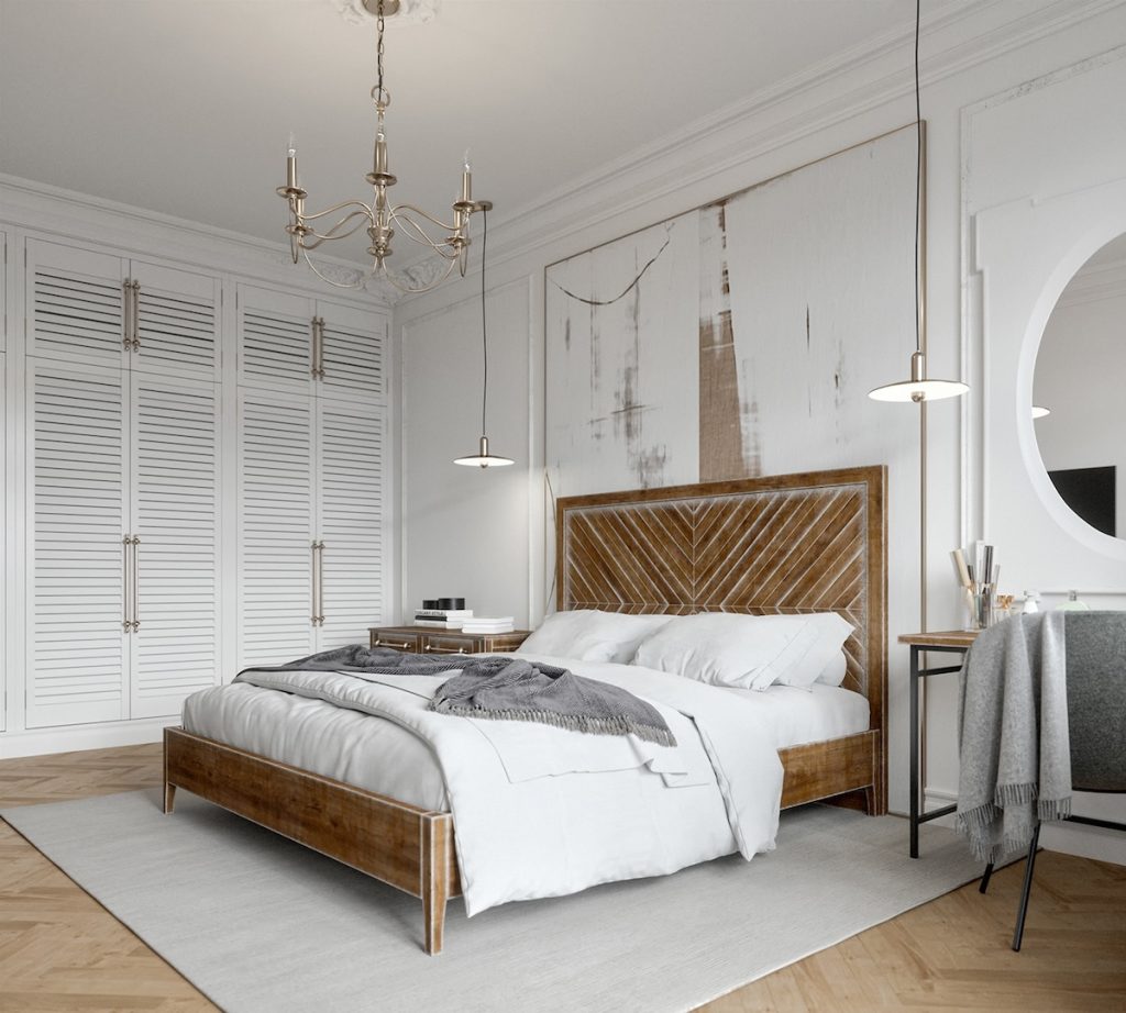 white cabinetry in bedroom