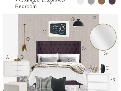 Midnight Elegance – Modern Bedroom Board with Shopping List