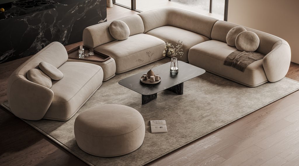 Round sofa in living room