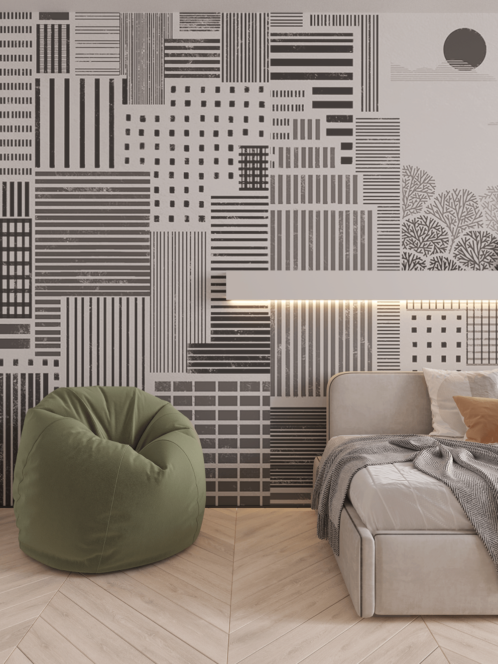 accent wall with patterns