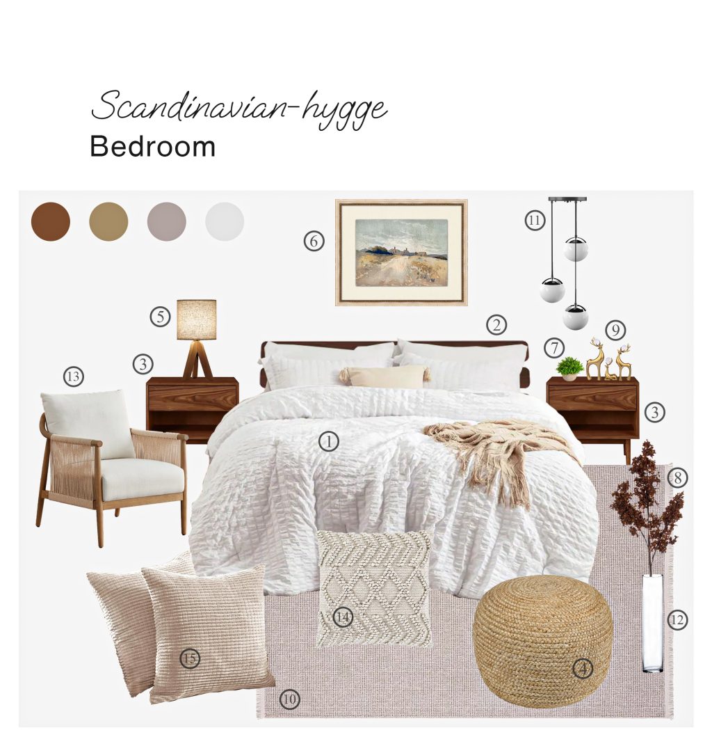 Scandinavian hygge-inspired Bedroom: Product Board with Shopping List