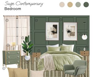 contemporary sage bedroom