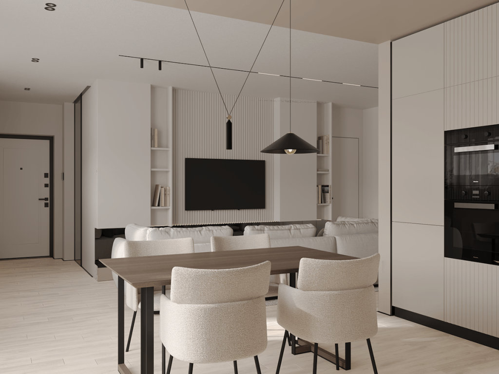 inviting dining area with wooden table