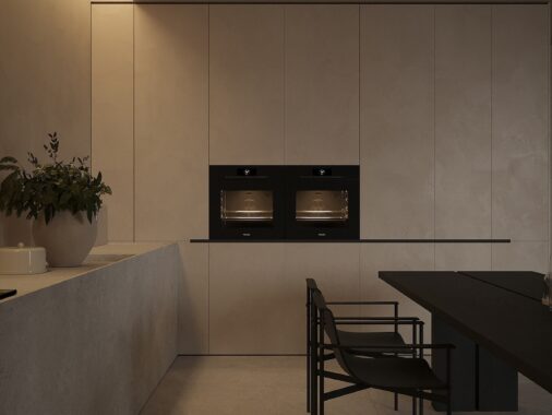 kitchen and dining with built in appliances