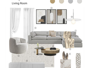 Savvy Luxe Living Room: Product Board with Shopping List