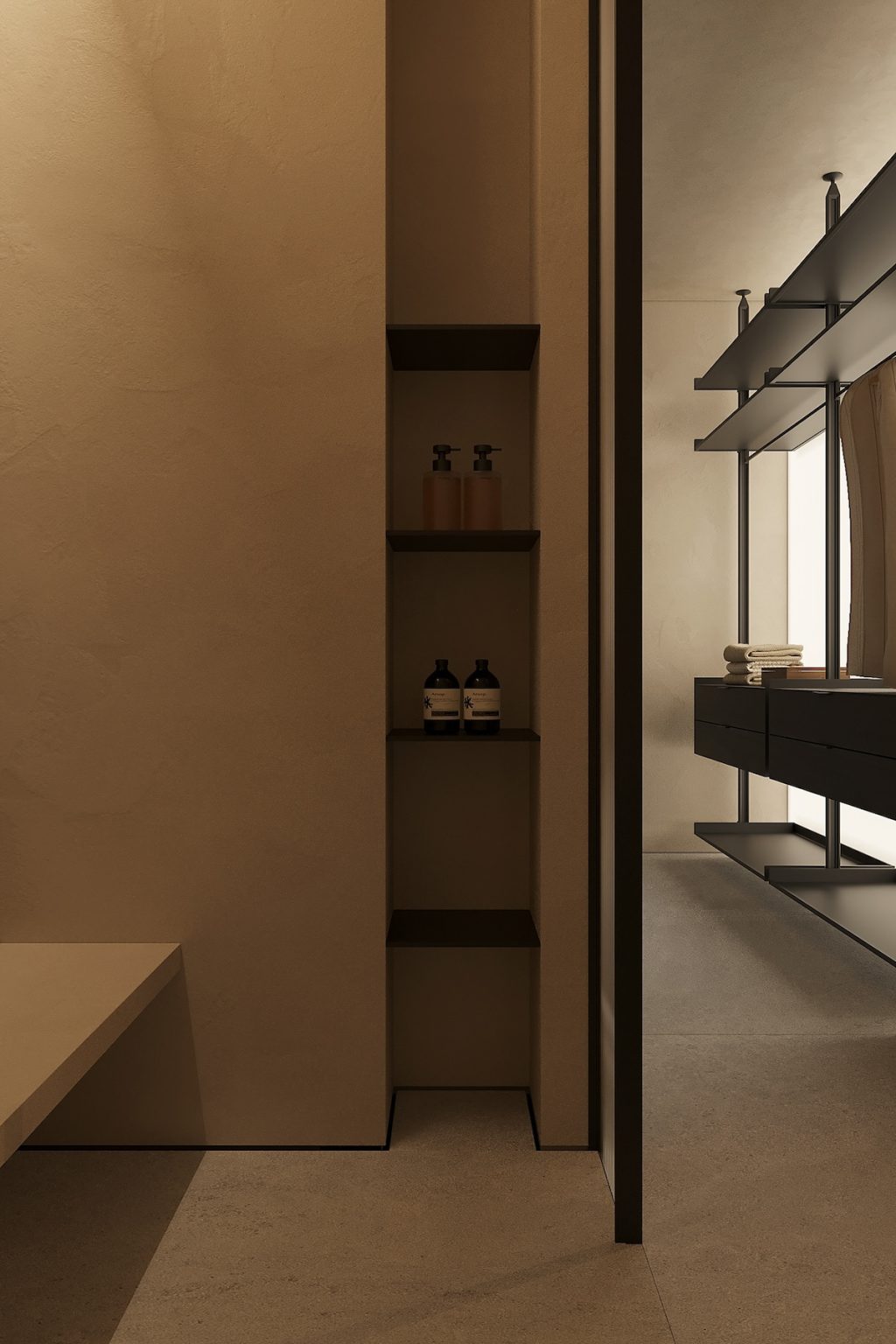 sleek cabinetry in bathroom