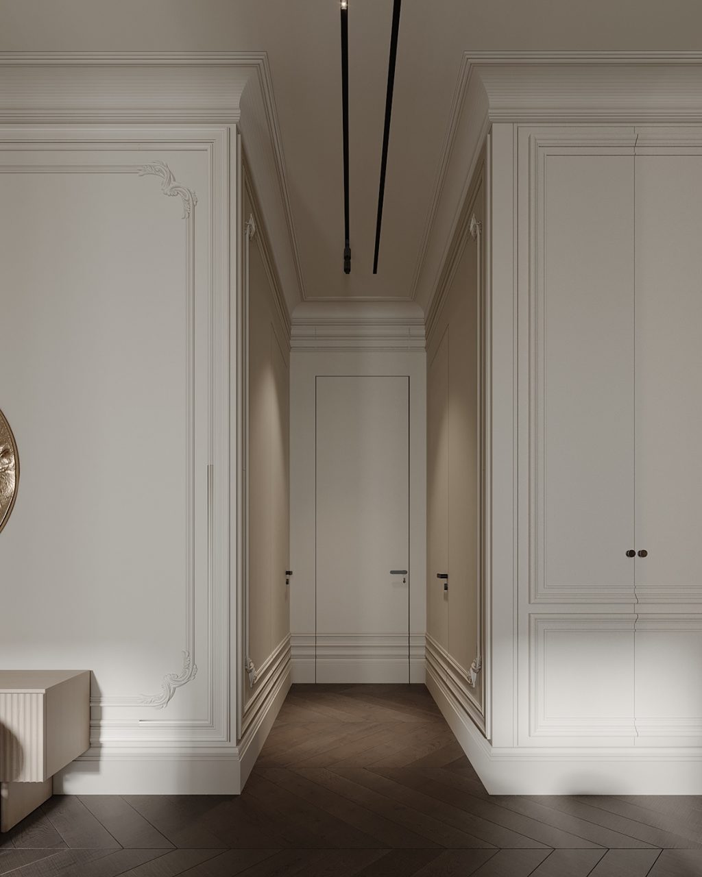 sleek corridor with wall moldings