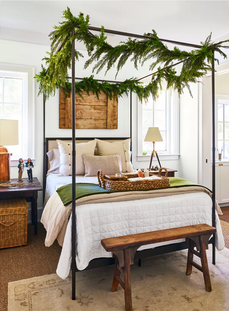 Bedroom greenery christmas decor