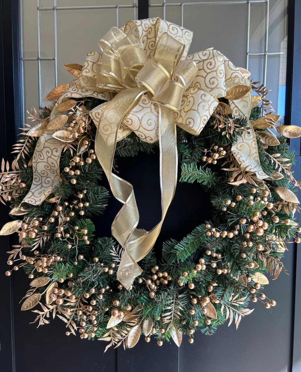 Golden leaves christmas wreath