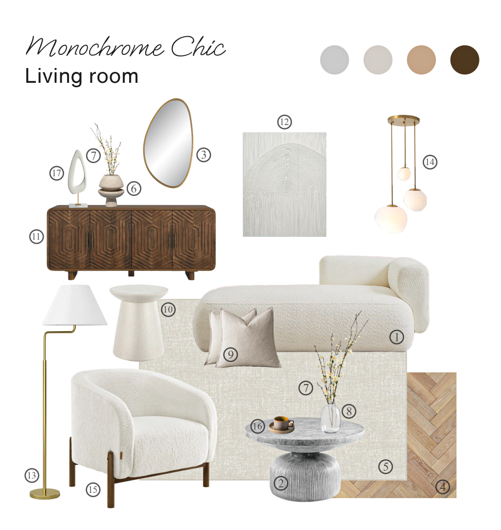 Monochrome Chic Living room Board