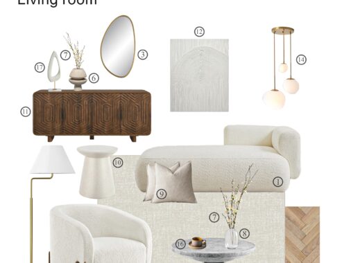 Chic Living Room in Monochrome – Board with Shopping List