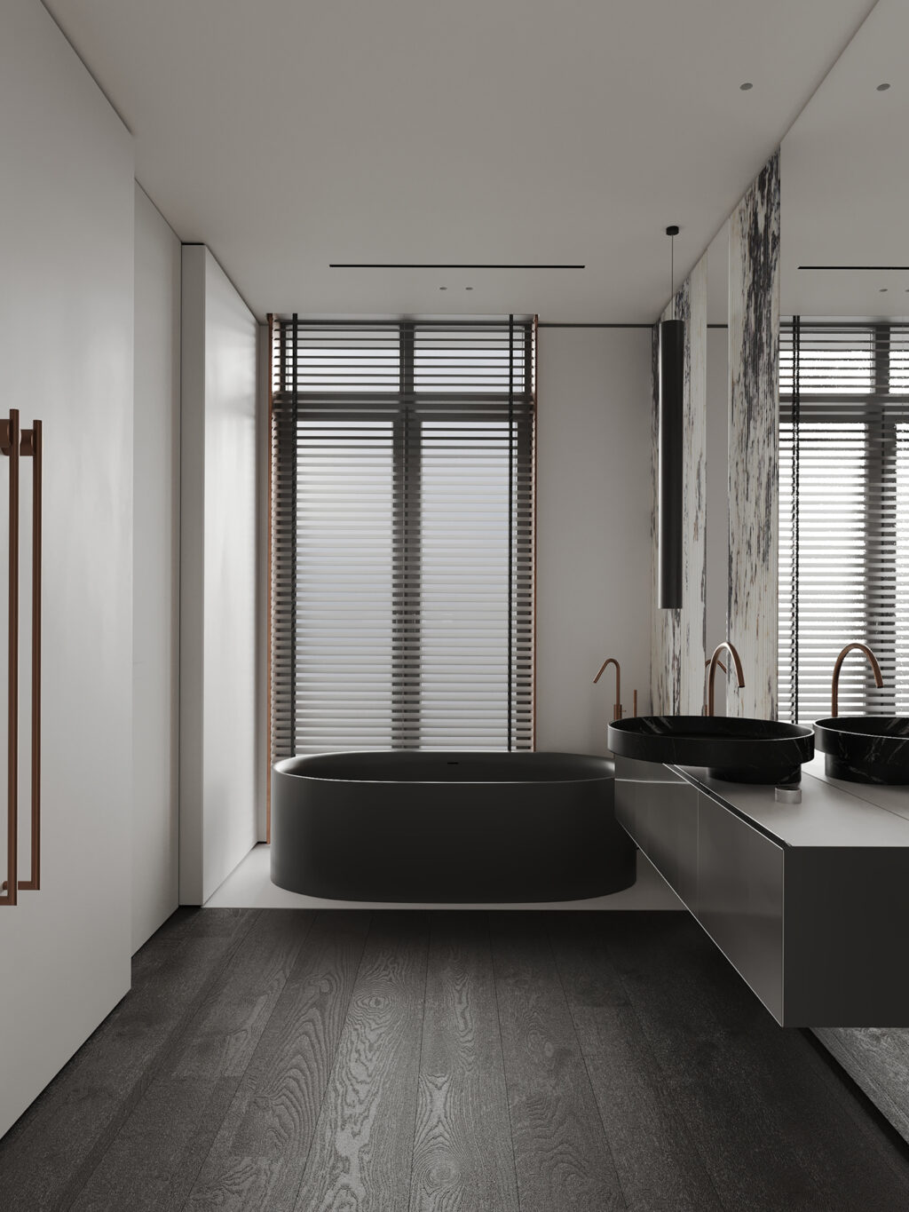 bathroom with matte black fixtures