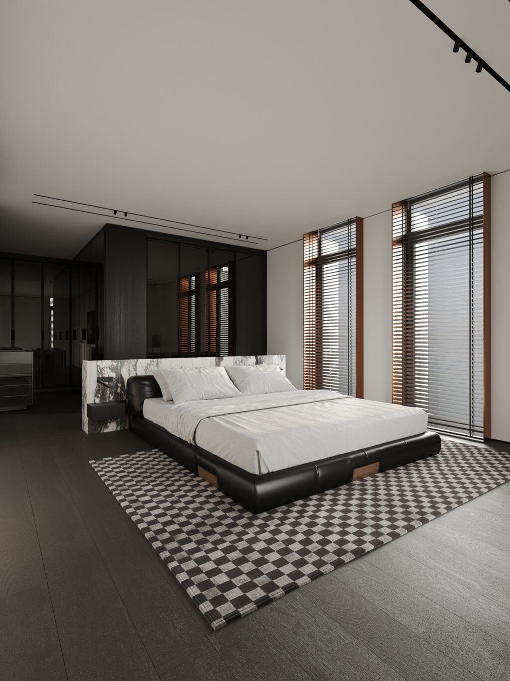 gray and black bedroom