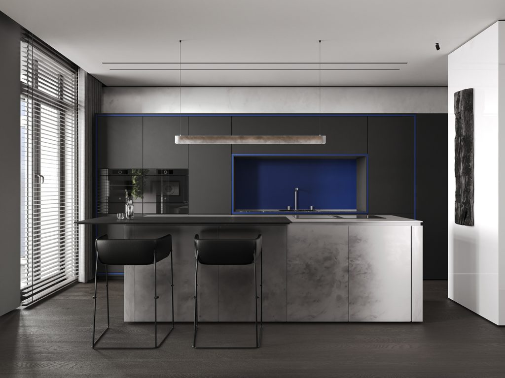 gray and black kitchen