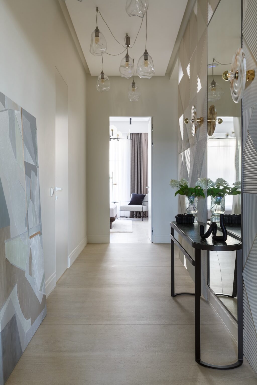 italian style foyer with console table