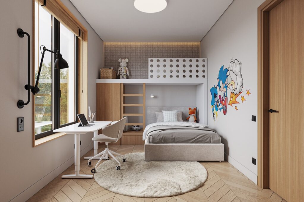 kids room with wall print