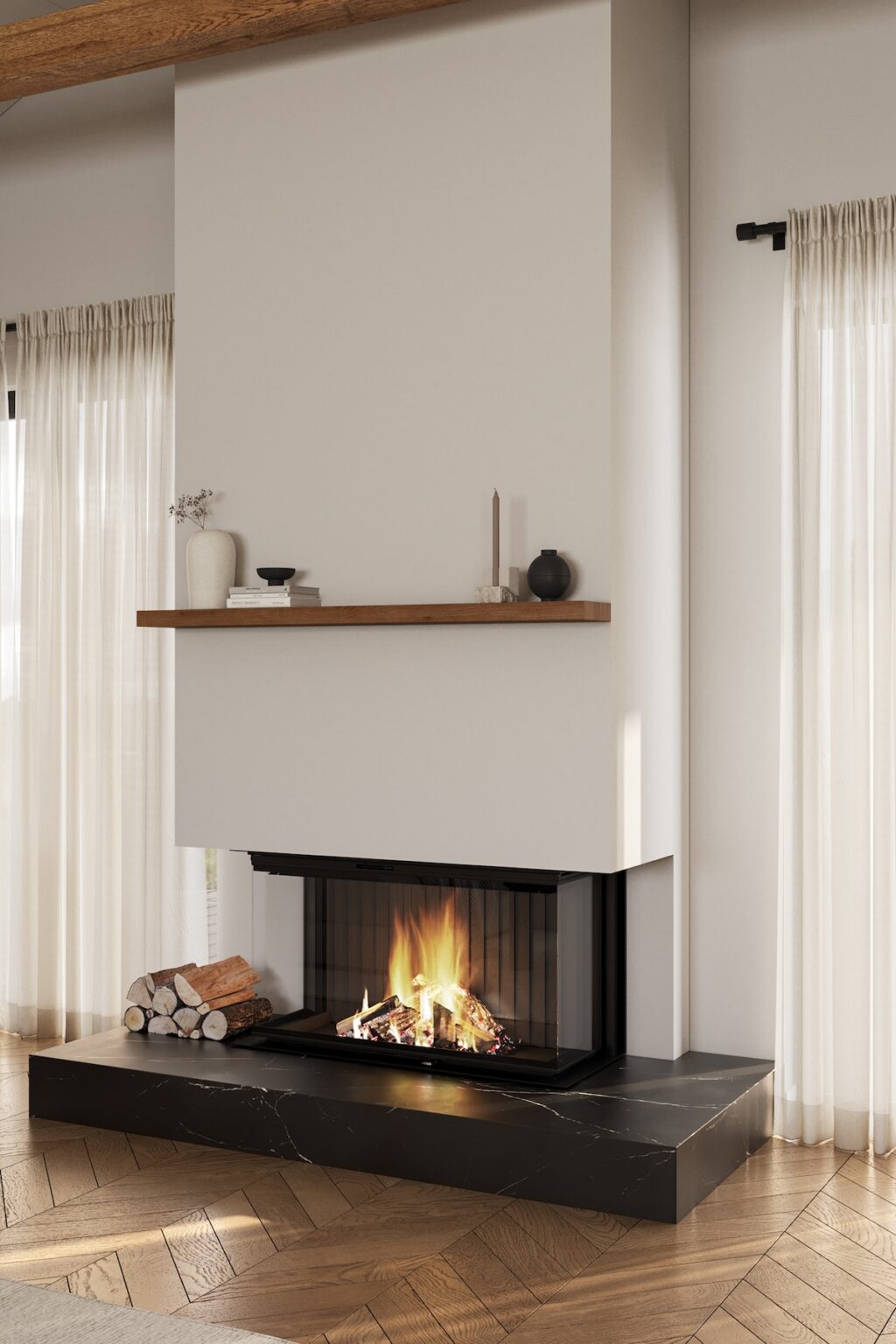 matte black fireplace