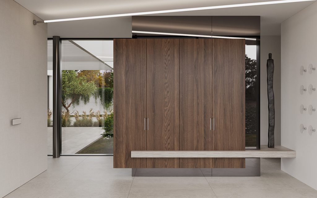 sleek dark wooden cabinetry