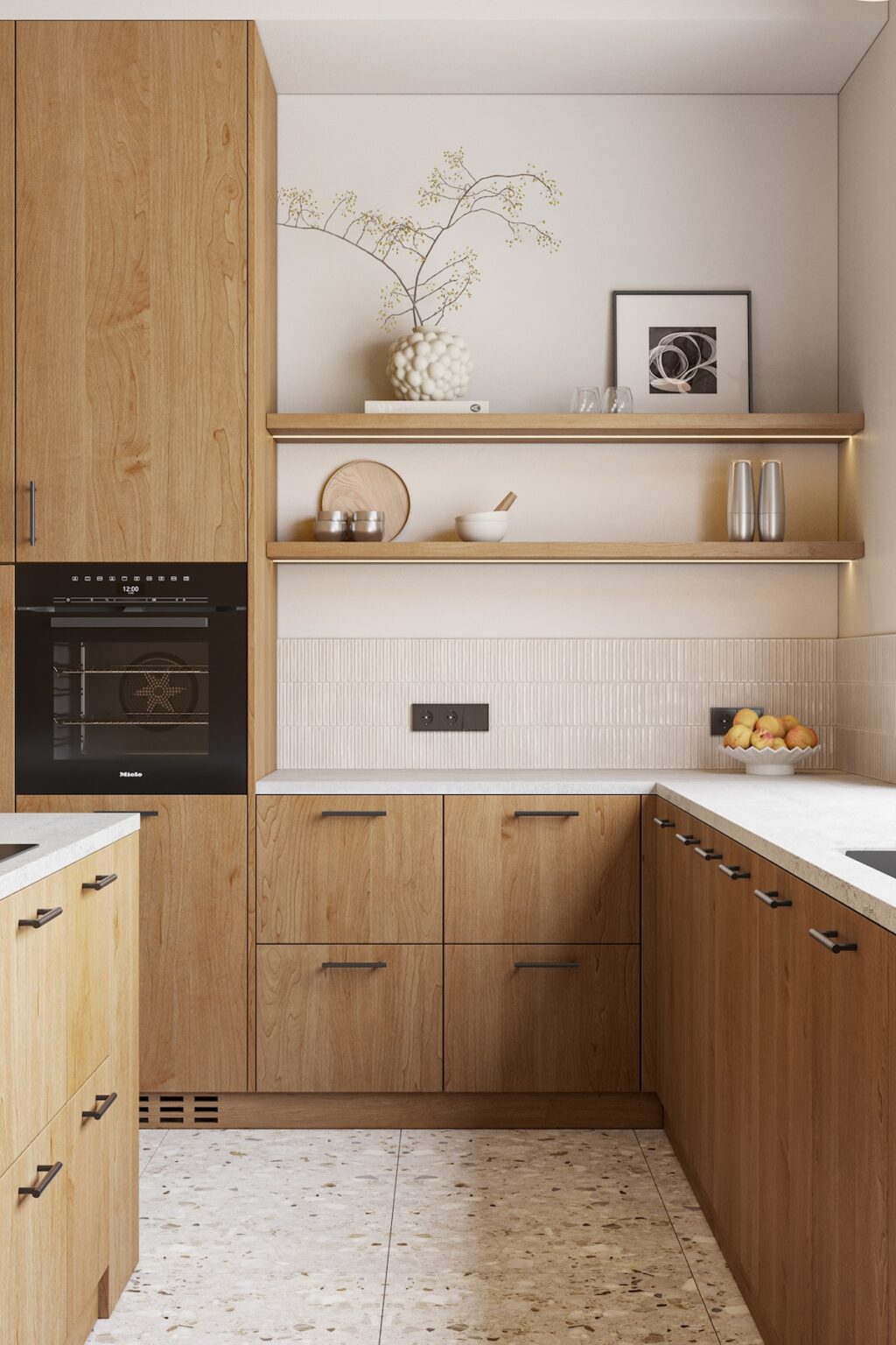 wooden and white kitchen