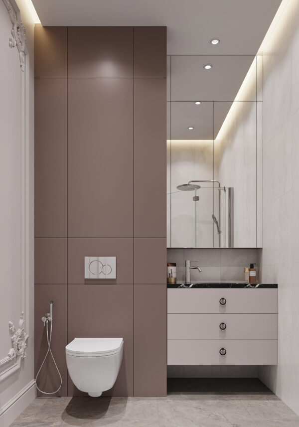 Vertical spaces for small bathroom