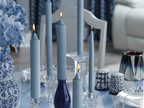 blue taper candles