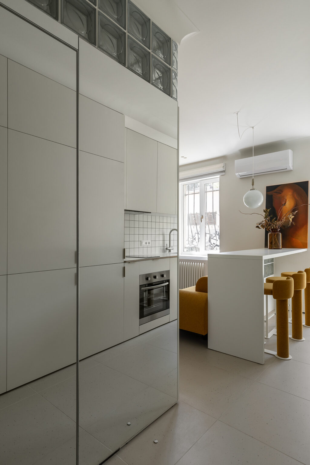 kitchen island segregating living space