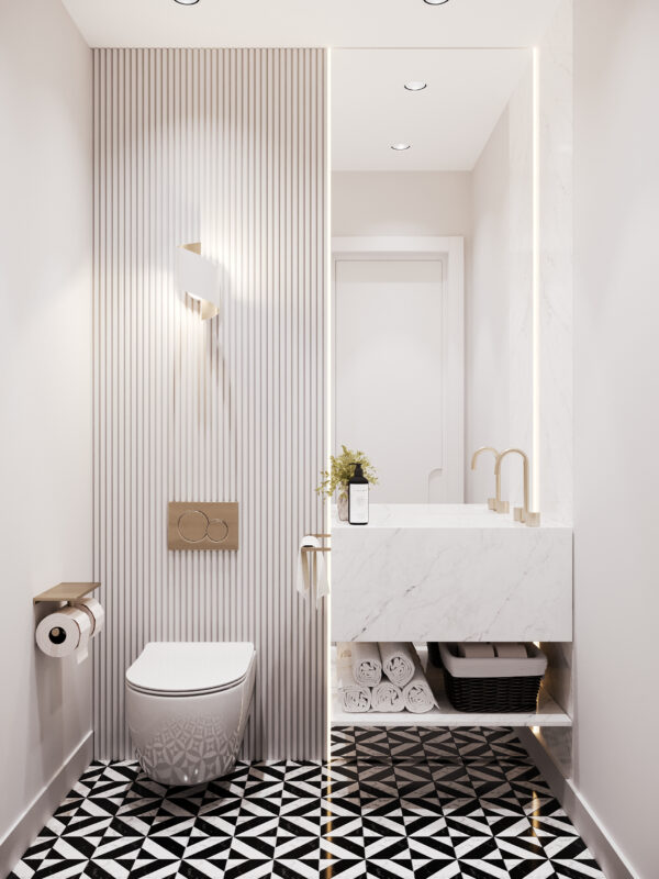 small bathroom with big tiles