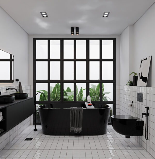 black accent bathroom