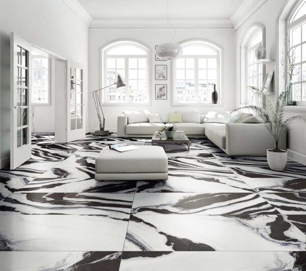 black and white floor