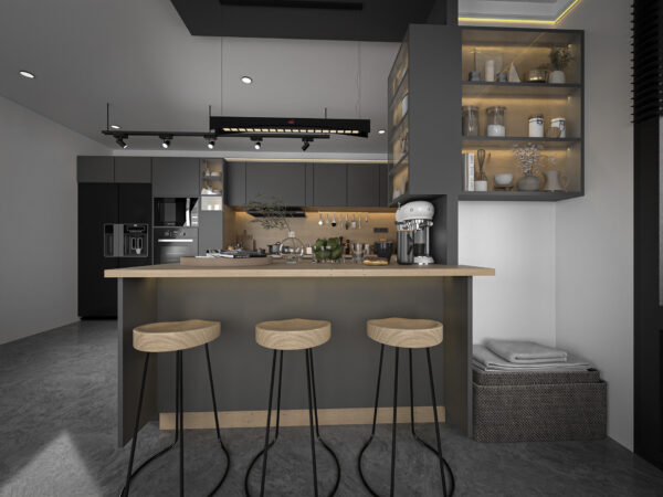 dark kitchen interior