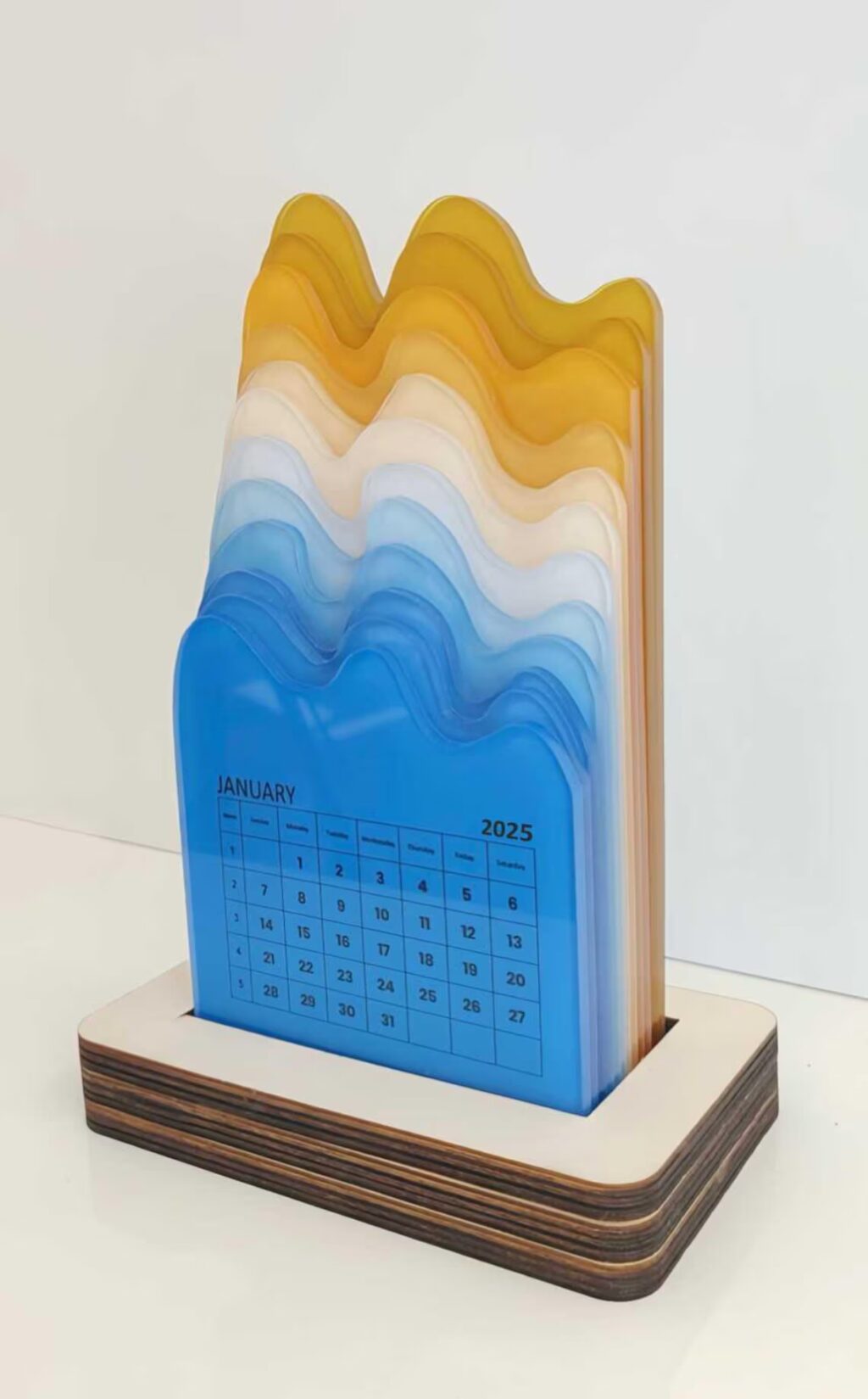 desk calendar in ocean inspired hues