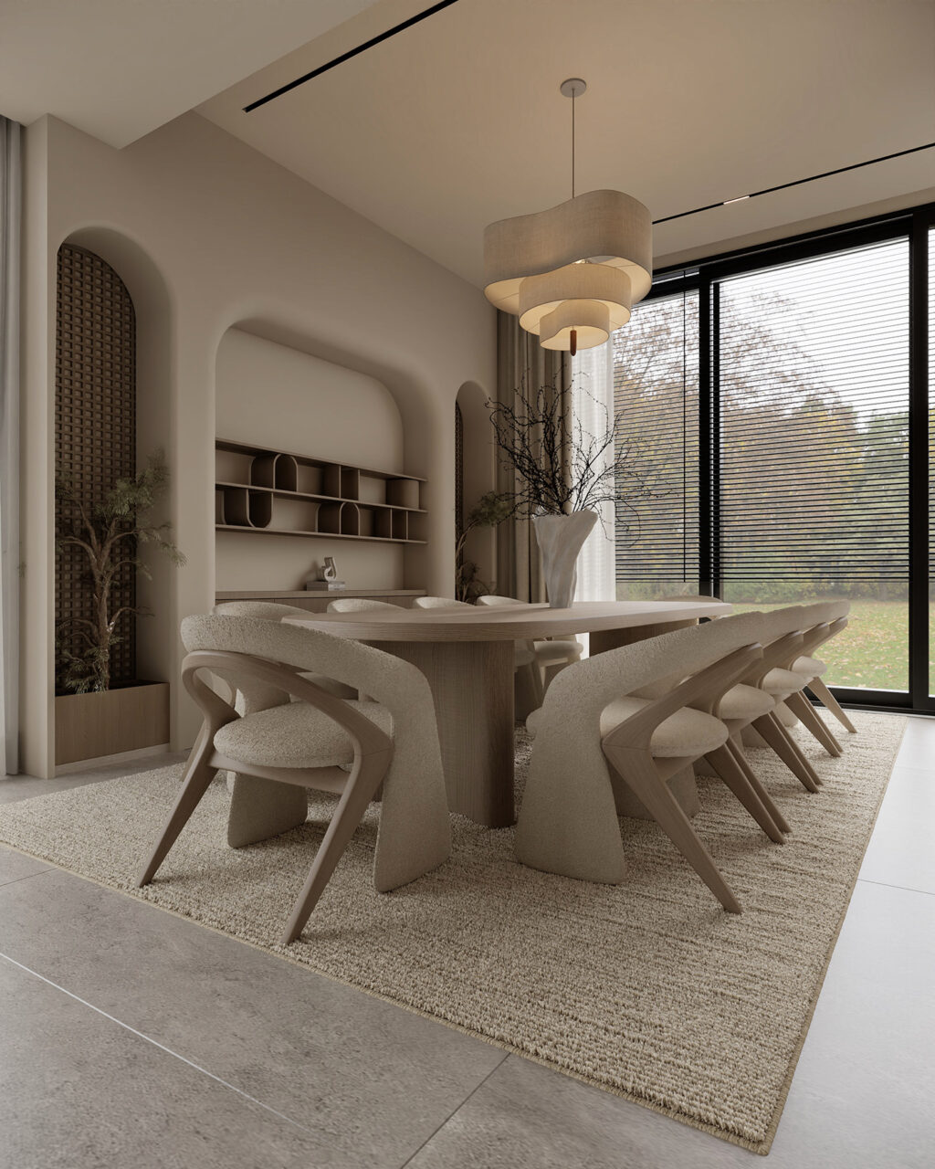 textured dining area