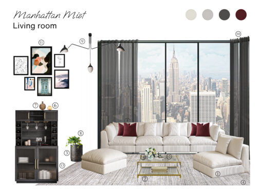 manhattan mist living room product board